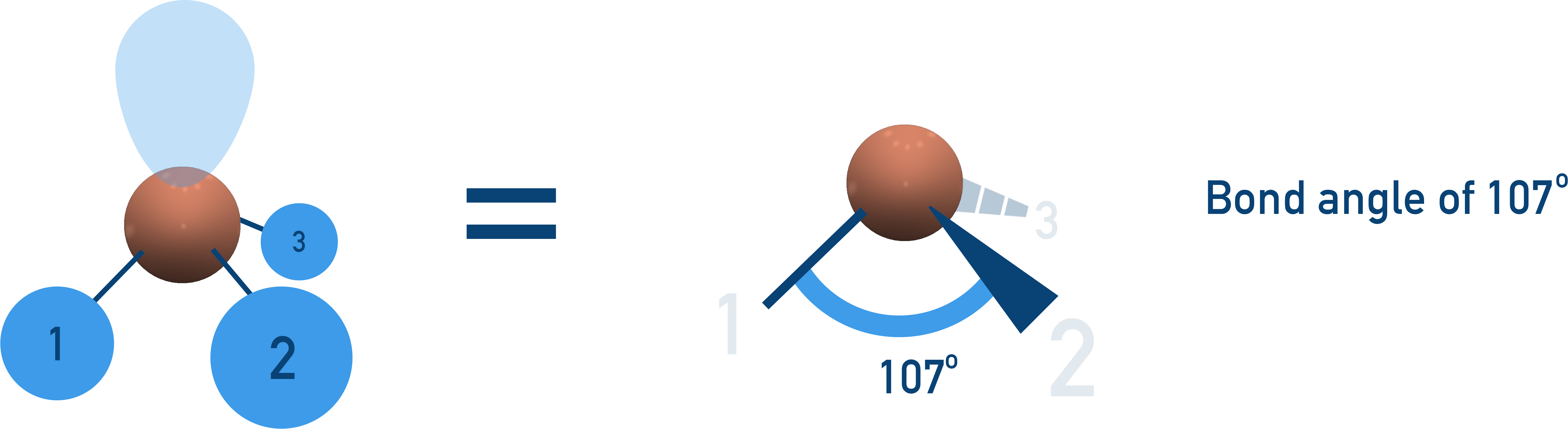 AP Chemistry trigonal pyramidal molecular shape with 107° bond angle due to lone pair
