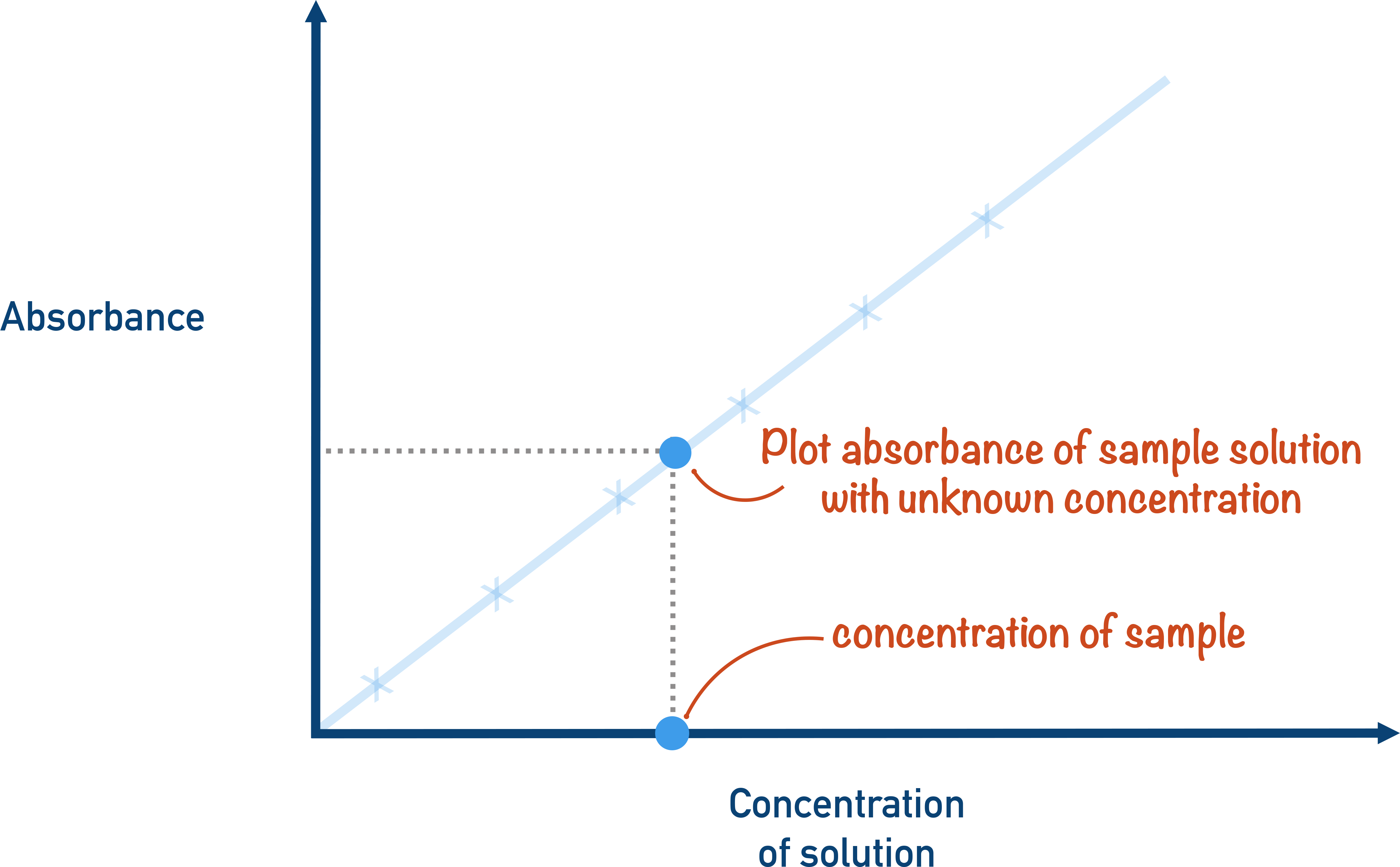 AP Chemistry calibration curve used to read the concentration of an unknown from its measured absorbance.
