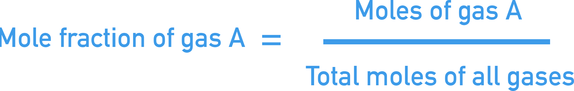 AP Chemistry equation for mole fraction: moles of a gas divided by total moles of gas.