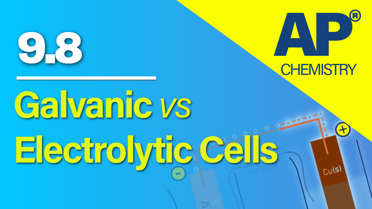 Thumbnail for AP Chemistry 9.8 Galvanic (Voltaic) and Electrolytic Cells video lesson