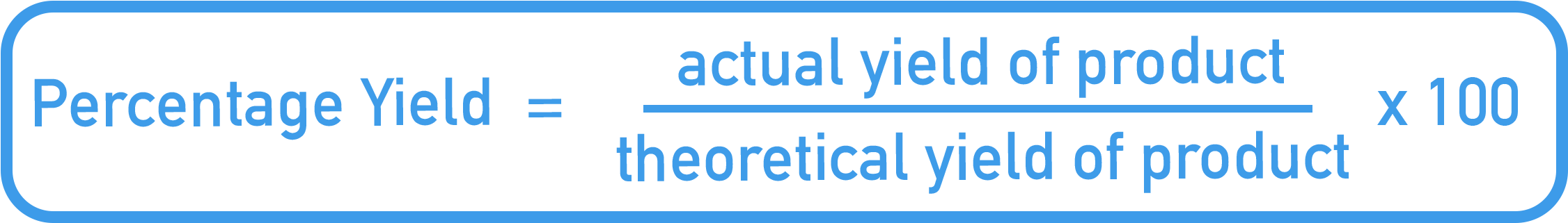 IB Chemistry percentage yield formula: percentage yield = (actual yield / theoretical yield) × 100.