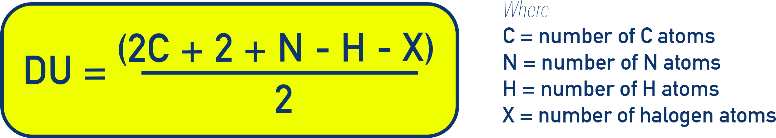 IB Chemistry formula for calculating degree of unsaturation in a molecule.