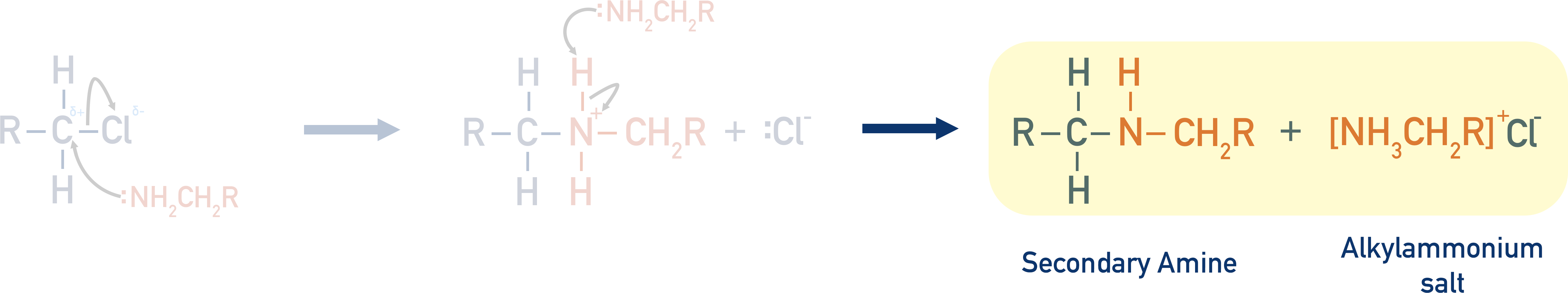 secondary amine mechanism from halogenoalkane and primary amine products