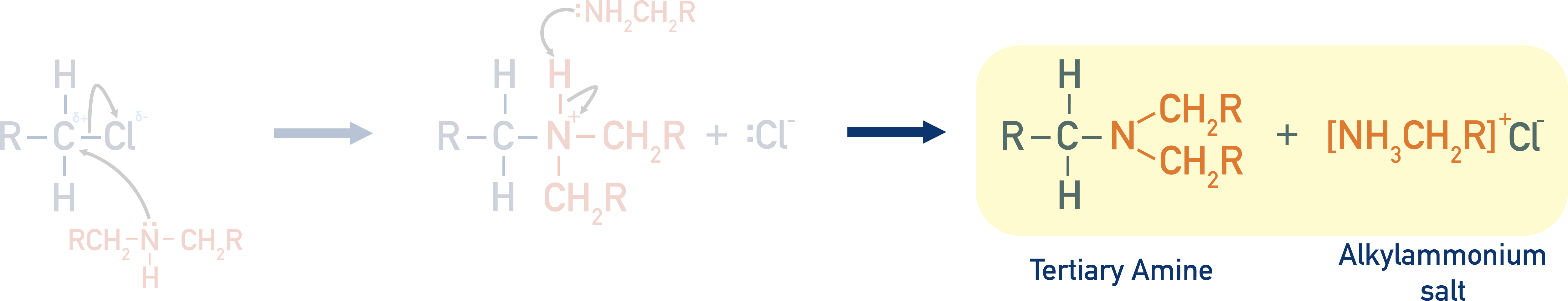 tertiary amine mechanism from halogenoalkane and secondary amine products
