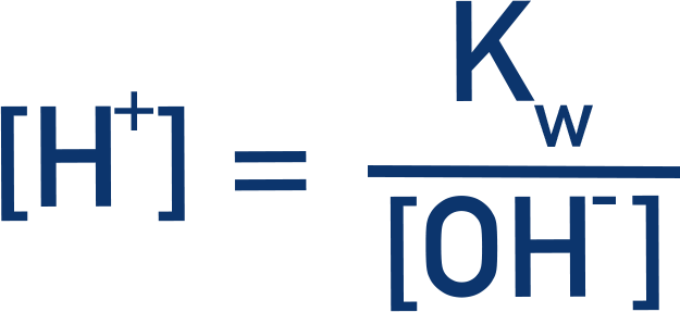 [H+] = Kw divided by [OH-] finding H+ concentration using Kw