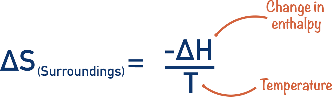 equation to find total entropy change using entropy of system enthalpy temperature a-level chemistry