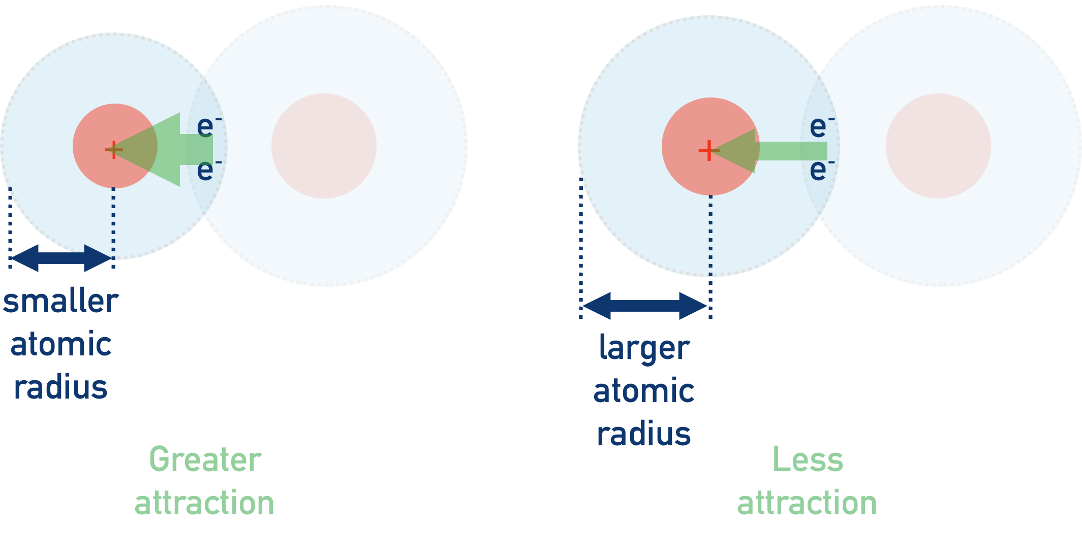 electronegativity attraction atomic radius comparison
