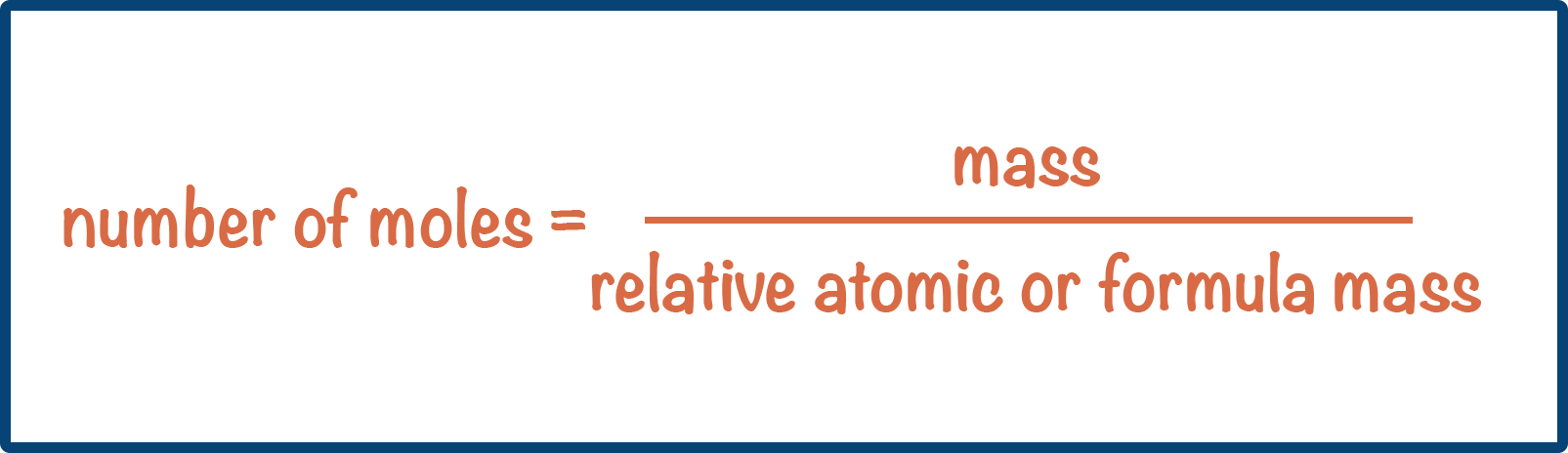 moles equation from mass and relative formula mass