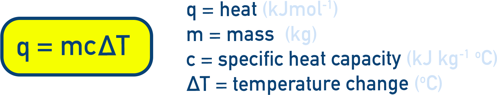 NCERT 11 Chemistry relation for heat capacity with formulas q = CΔT and q = m c ΔT for molar and specific heat.