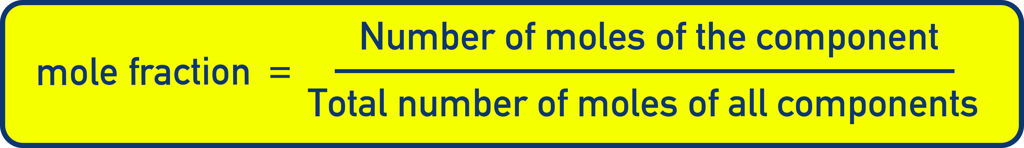 NCERT 12 Chemistry formula image defining mole fraction as moles of a component divided by total moles of all components.