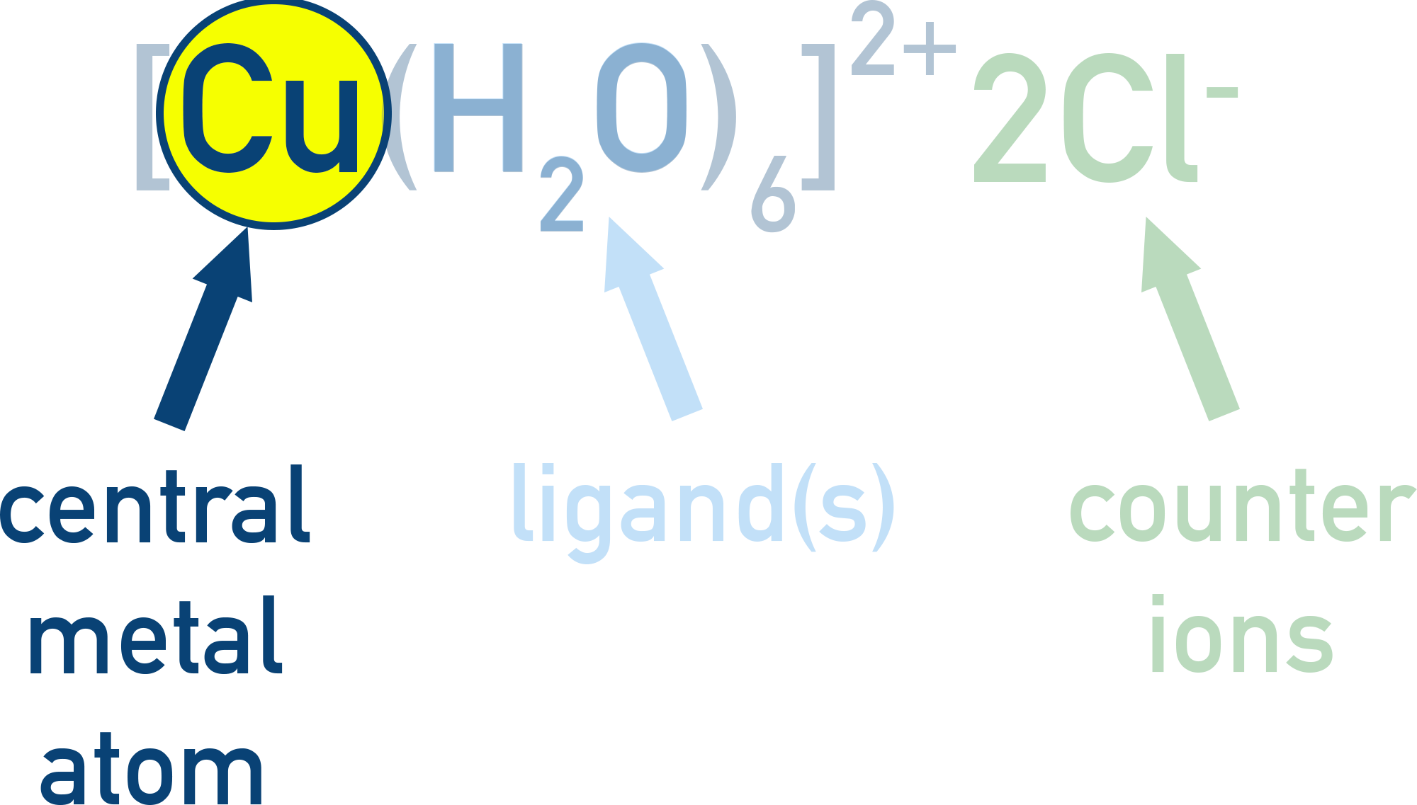 NCERT 12 Chemistry schematic showing the central metal ion in a coordination complex receiving electron pairs from ligands.