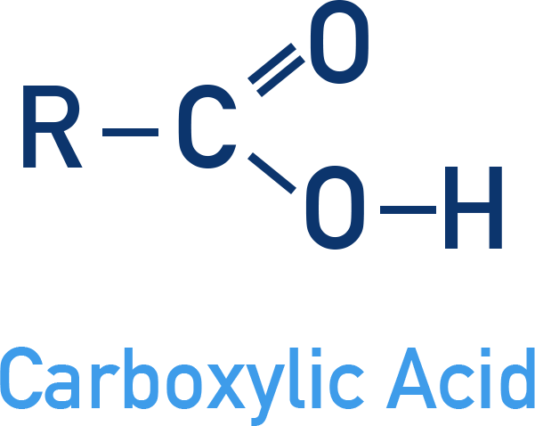 NCERT Class 12 Chemistry structural diagram of a carboxylic acid showing the COOH functional group with carbonyl and hydroxyl units.