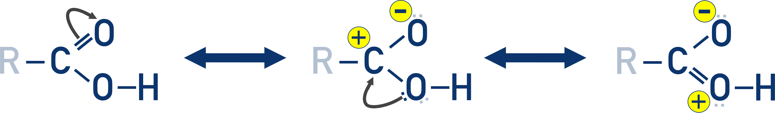 NCERT Class 12 Chemistry resonance structures of the carboxyl group showing delocalisation between the C=O and C–OH bonds.