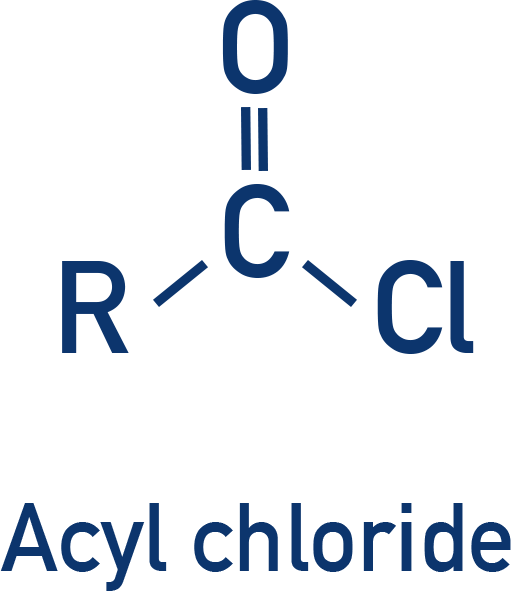 OCR (A) A-Level Chemistry structure diagram of an acyl chloride functional group –COCl.